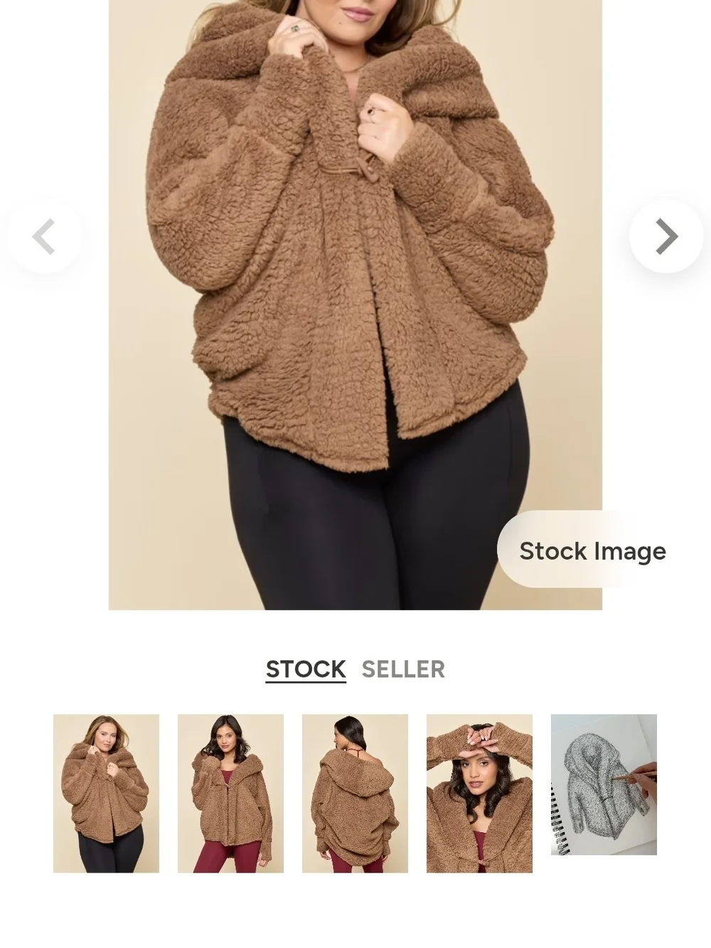 Popflex Cozy Teddy Hooded Jacket - Brown L/XL